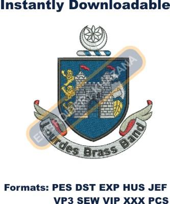 Lourdes Brass Band badge logo embroidery design